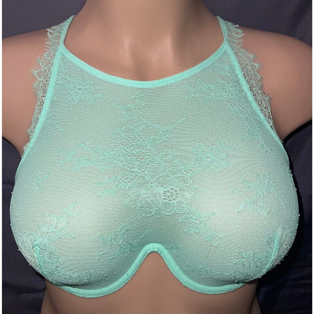 34DD MINT GREEN VICTORIA'S SECRET LACE CAMI BRA